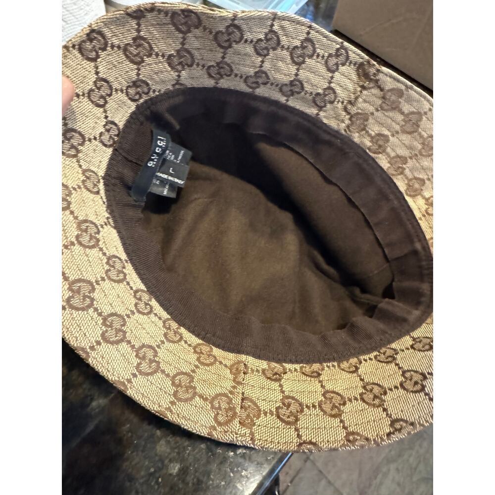 Gucci Monogram Bucket hat with‎ Green White Trim Large Authentic CoA - Picture 10 of 10